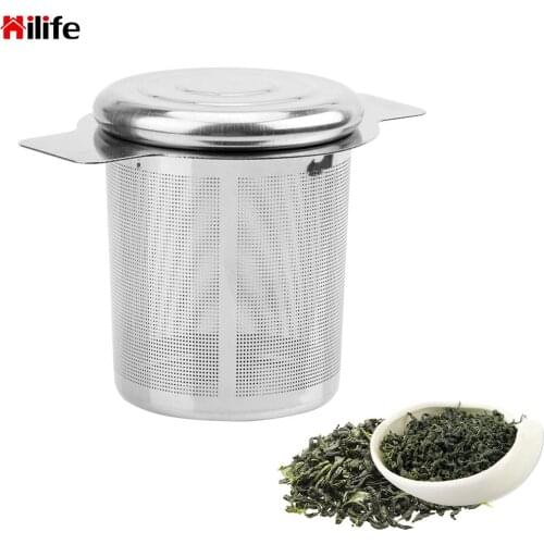 Fine Mesh Tea Strainer Reusable Stainless Steel Tea Infusers Basket Lid Tea and Coffee Filters with 2 Handles