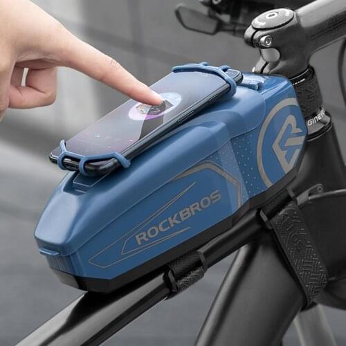 ROCKBROS 2021 New Waterproof Bicycle Bag MTB Road Top Tube Bag Cycling PC Hard Shell Saddle Bag 360° Rotatable Bike Accessories