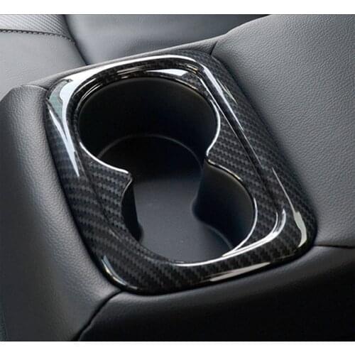 Carbon Fiber Style Car Interior Rear Back Water Cup Holder Panel Frame Trim Sticker For Honda Civic 2016 2017 Styling