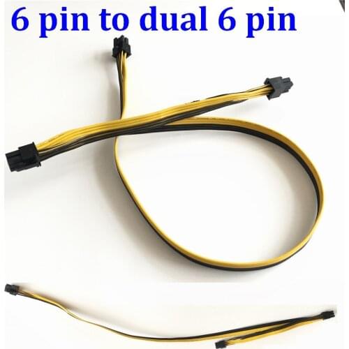 PCI Express pcie PCI-E GPU Graphics Video Card Molex 6pin 6 pin to dual 6 Pin Supply Power Splitter Cable 12AWG+18AWG 100pcs/lot