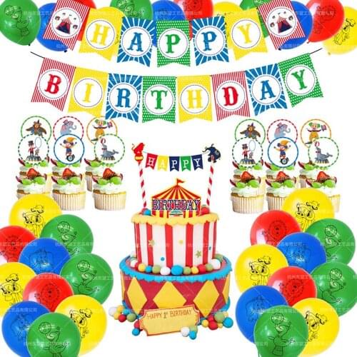 35pcs/set Circus Balloons Red Blue Yellow Latex Balloons Rainbow Confetti Balloon Carnival Baby Shower Birthday Party Decoratio