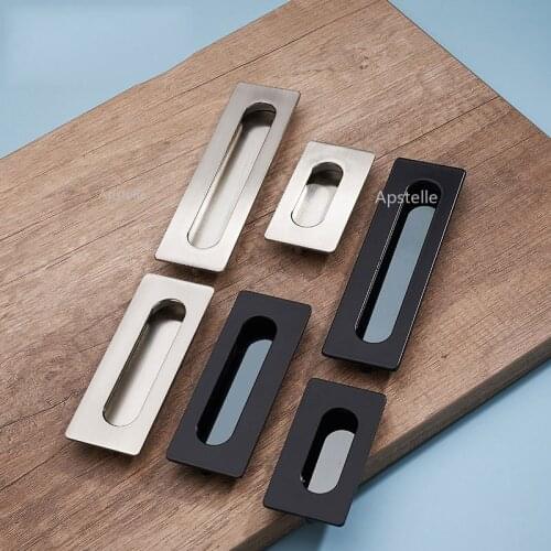 Recessed Cupboard Drawer Knob Cabinet Kitchen Pull Zinc Alloy Furniture Closet Hardware Black Silver European Fashion