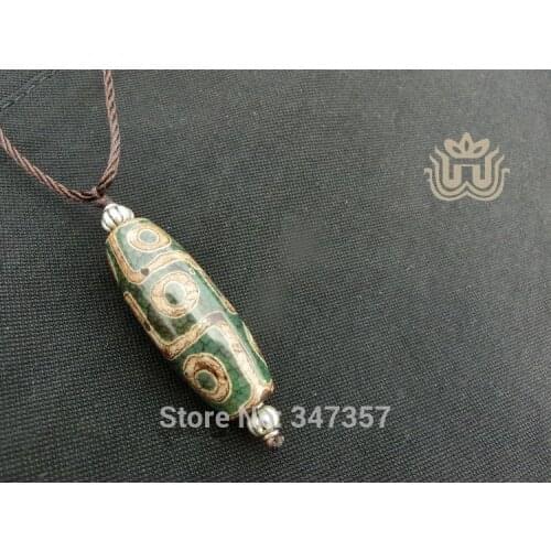 High Quality Tibet Dzi Nine Eyes Necklace Natural stone Materials Holy Article Tibet Dzi Bead Free shipping