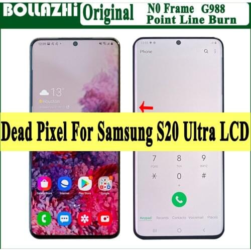 6.9" Original Line Dot Burn LCD For Samsung Galaxy S20 Ultra S20U G988 LCD Display Touch Screen Digitizer No Frame Dead Spot
