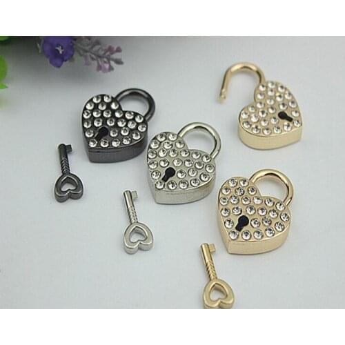 10pcs/ lot Luggage hardware accessories golden Heart-shaped padlock cabinet/drawer/bag Keyed Padlock