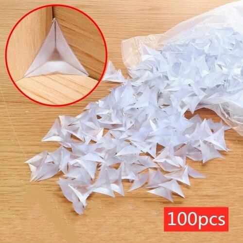 100Pcs Silicone Clear Dustproof Edge Corner Wardrobe Drawer Nook Installation Protector Furniture Decoration Accessories