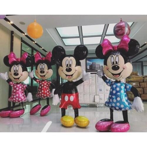 175cm 3D Giant Mickey Minnie Mouse Foil Balloon Pink Blue Black Bowknot Standing Kids toys Birthday Party baby shower Decoration