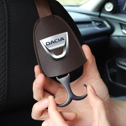 2Pcs PU Leather Car Seat Back Hooks Universal Interior Accessories For Dacia Duster Stepway Logan Sandero Dokker Lodgy