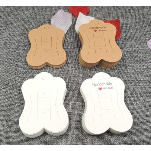 200pcs/lot 3.7x2.56inch brown handmade with love hair clip card White Paper Jewelry Display Cards Hair Accessory Cards
