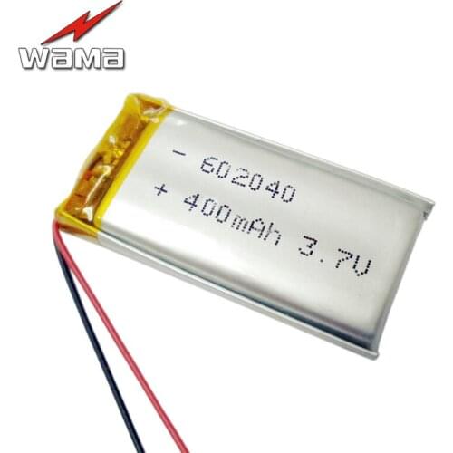4x Wama 602040 400mAh Li-Polymer 3.7V Rechargeable Batteries for Wearable Smart Wrist Band Watch Bluetooth Lamps Lights