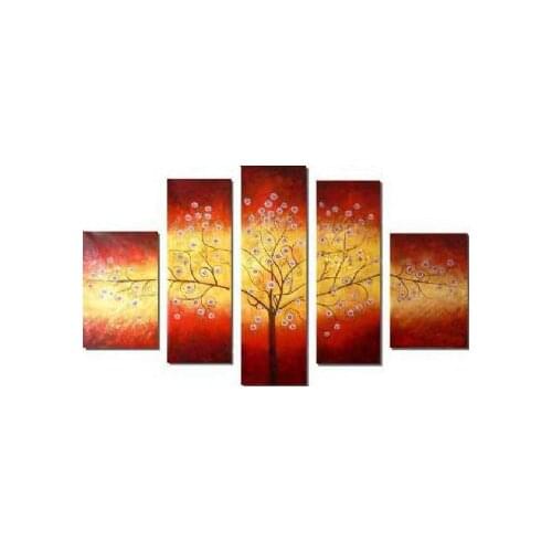 5pc Hand Painted Oil Painting The Tree Of Life-Modern Floral Canvas Wall Art-Flower Canvas Wall Pictures for Living Rooms