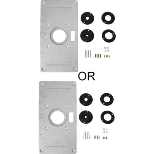 97BB Aluminum Router Table Insert Plate w/ 4 Rings Screws For Woodworking Benches