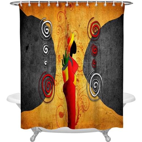 Africa Women Stone Pattern Retro Style Bathroom Shower Curtain Polyester Fabric Waterproof Shower Curtains with Hooks