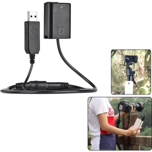 Andoer NP-FW50 Dummy Battery + DC Power Bank (5V 2A) USB Adapter Cable Replacement for AC-PW20 for Sony NEX-3/5/6/7 Series etc