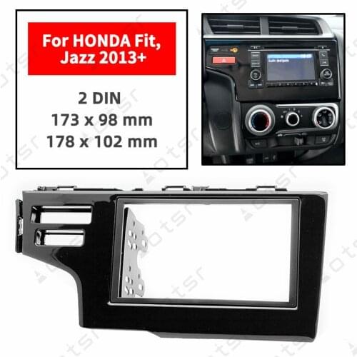 Car Radio Fascia Stereo Panel Plate For HONDA Fit Jazz 2013+ Left Wheel With SRS Frame Dash Kit