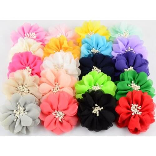 DHL Free Wholesale 500pcs/lot Hot New Boutique Head Chiffon Flower NO Clip 20C In Stock For Girls Headbands Accessory TH11