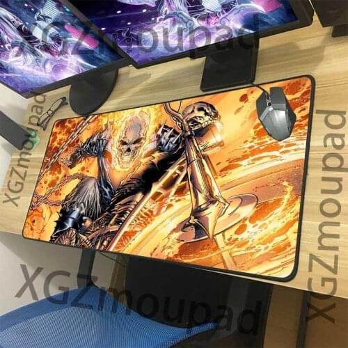 XGZ Large Mouse Pad Black Lock Edge Anime Flame Motorcycle HD Computer Desk Mat Rubber Non-slip Custom Fashion Coaster Washable