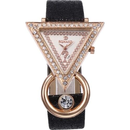 Casual Ladies Watches Fashion Triangle Watches Women Luxury Diamond Dial Leather Band Quartz Watches Women Clock reloje mujer