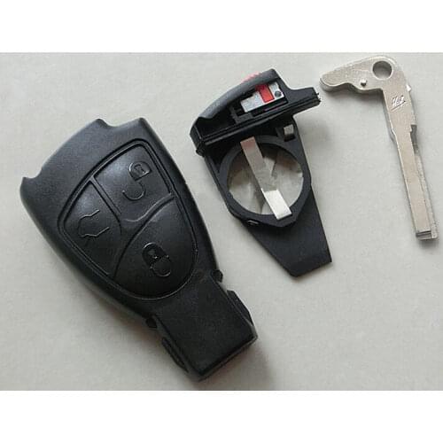 3 Button Smart Card Remote Key Shell Case For Mercedes-Benz S350 With Battery Holders And Spare key Fob Key Cover