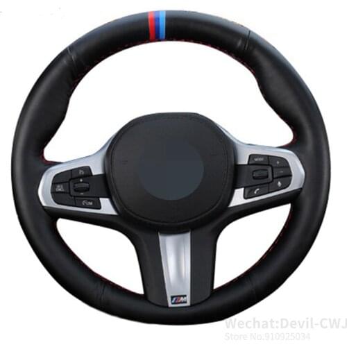 Car Steering Wheel Cover For BMW M Sport G30 G32 G31 G20 G21 X3 G01 X4 G02 X5 G05 G14 G15 G16 DIY Black Soft Alcanttara Leather