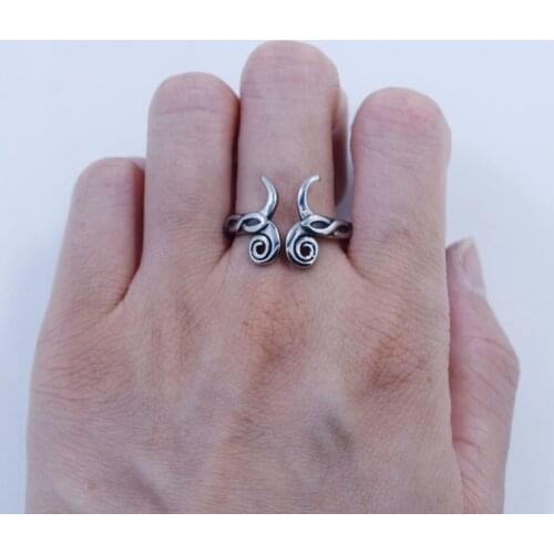 Ancient Spirals Curl Irish Celtic Knot Stainless Steel Ring Adjustable Opening Nordic Odin Rings Jewelry