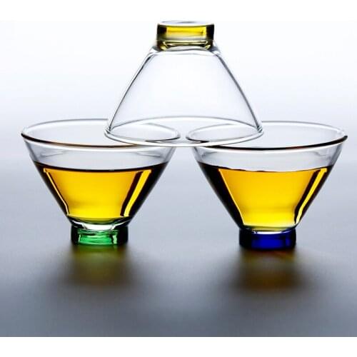 Elegant 65ml Colorful Hat Cup made of Heat-resistant Borosilicate glass Kung-fu chadao mini cup Gift teaware set