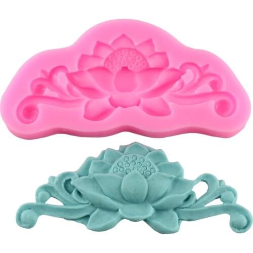 Lotus Flower Mold 3D Silicone Cake Fondant Mold Kitchen Baking Chocolate Fondant Lace Molds Wedding Cake Decorating Tools CT956