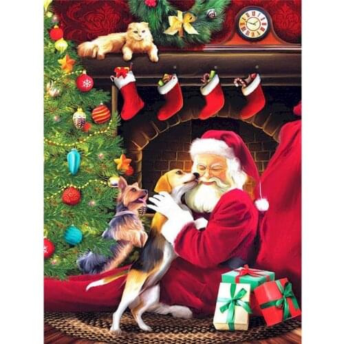 Gatyztory Frame Christmas Gift DIY Painting By Numbers Santa Claus Handpainted Oil Painting Artwork Canvas Colouring