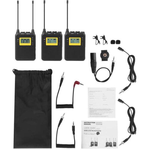 LWM-328C 2 In 1 Mobile Phone Live Wireless Collar Clip Microphone for Recording