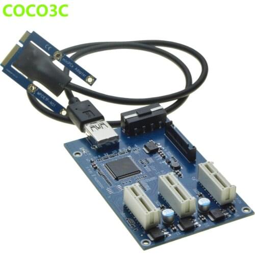 Mini PCIe 1 to 3 PCI express 1X slots Riser Card Mini ITX to external 3 PCIe slot adapter PCI-e Port Multiplier Card