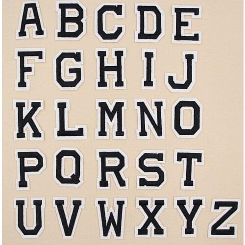 Fashion A-Z Black English Alphabet Letteres Mixed Embroidered Sew On Bagde Iron On Patch For Clothes Bag Pant Hat Accessories