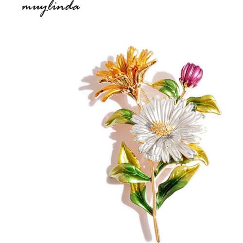 Muylinda Women Brooch Enamel Daisy Flower Pin Womens Pins And Brooches Fashion Brooches Bouquet Clothes Jewelry