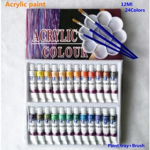 24pcs/set Paint Acrylic Paint Tube Set Nail Art Painting Drawing Tool For Artist Kids DIY Design Free For Brush And Paint Tray