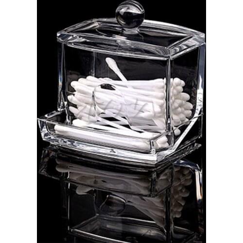 New HF Clear Acrylic Q-tip Holder Cotton Swabs Stick Box Cosmetic Makeup Storage