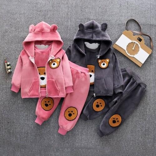Baby Boys Girls Christmas Autumn Warm Coat + Sweatshirt + Pants 3Pcs Infant Kids Boys Girls Sports Suit Toddler Clothes Set