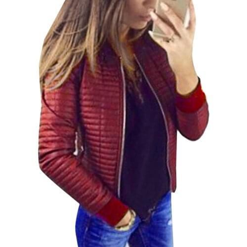 Winter Fall Women Coat Jacket Imitation Leather Overcoat Long Sleeve Stand Collar Pure Color Ladies Warm Outwear Cool Clothes