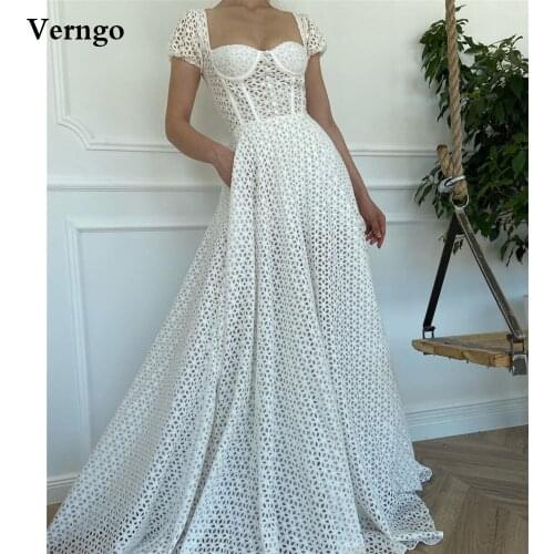 Verngo 2021 Ivory Full Lace Maple Leaf A Line Wedding Dresses Short Sleeves Sweetheart Buttons Front Korea Bridal Dresses