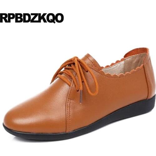 Work Brown Walking Red Wine 10 Flats China Gray Lace Up Chinese Round Toe Women 11 Foldable Large Size Vintage Oxfords Shoes
