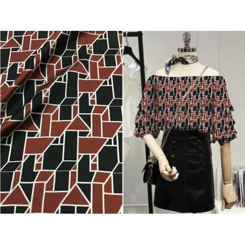 Rare Herringbone Pattern 22mm Heavy Silk Stretch Satin New Geometric Floral Printed Dress Shirt Garment Material