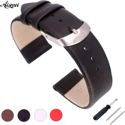 2018 Watch Accessories Pin buckle Watch Bracelet Belt Soft Genuine Leather Watch Band Watch Strap 12 14 16 18 20 22mm Watchbands