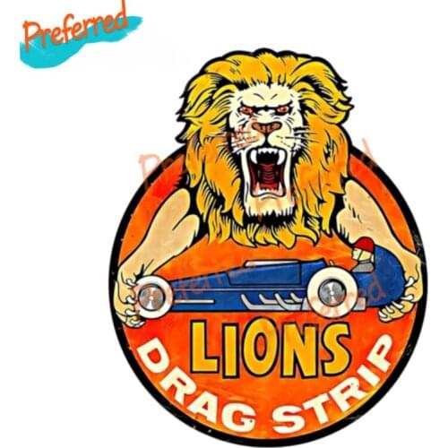 Retro Lions Drag Strip Car Sticker Windshield Bumper Motorcycle Helmet Decal High Quality Vinyl Cover Scratches Waterproof PVC