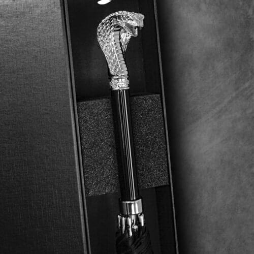 Windproof Luxury Rain Umbrella Men Long Handle Lion Tiger Head Creative Retro Chinese Animal Umbrella Business Gift Box U5B