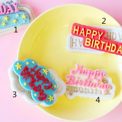 Happy Birthday Letter Blessings Fondant Silicone Mold Cake Decoration Insert Mold Cupcake Decoration Tool