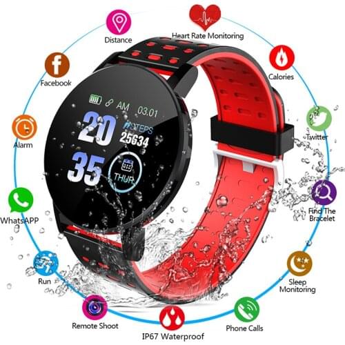 119 Plus Smart Watch Blood Pressure Fitness Tracker Heart Rate Monitor Waterproof Sport Wearable Watch For Android IOS Watch