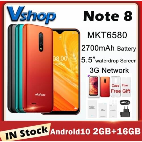 Ulefone Note 8 Android 10 2GB+16GB Smartphone Face ID Identification 5.5 inch Screen MKT6580 3G Network Mobile Phone