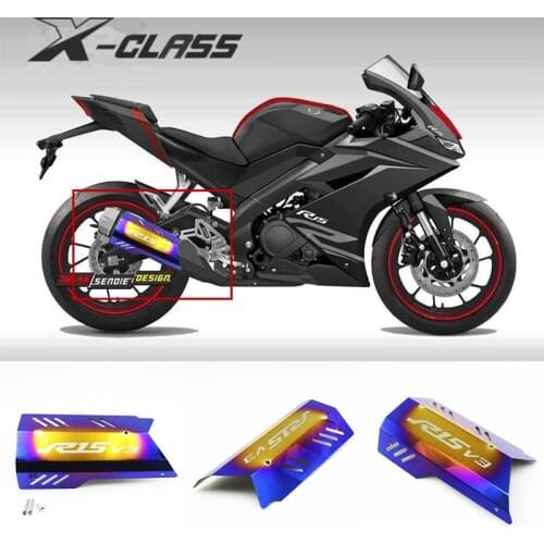For YAMAHA R15 V3 Motorcycle Heat Insulation Cover Plating Bluing Exhaust Pipe Protector Shield Stainless Steel Accessories