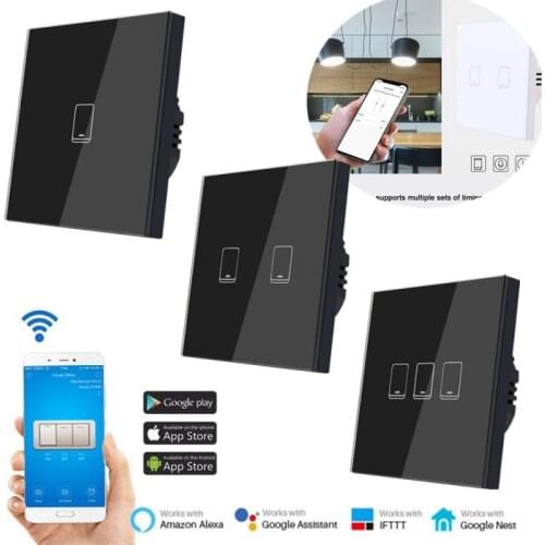 Smart Wifi Touch Light Switch RF Dual Template Wall Switch 1/2/3 Gang Works With Alexa Google Assistant Tuya Smart Home Supplies