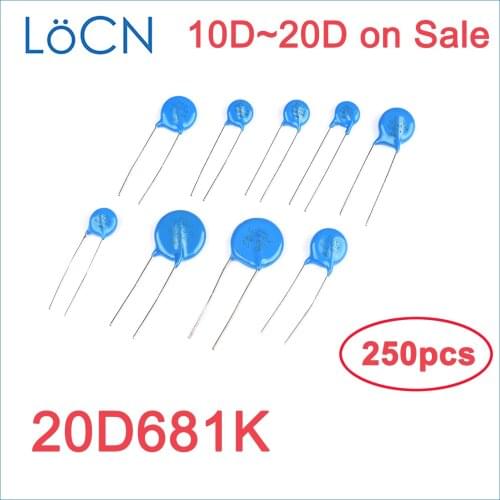 250PCS Varistor 20D 20D681K 20mm 680V 681 VDR Mass Lot LoCNService 10D 14D
