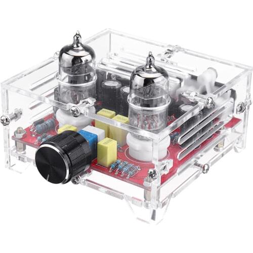 XH-A201 HiFi 6J1 Tube Preamplifier Board Class A Amplifier Audio Finished Board Pre-amp with Crystal Shell