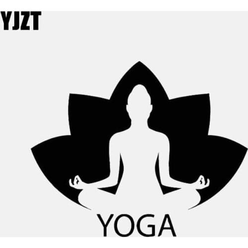 YJZT 13.8CM*11.3CM Vinyl Car Stickers Decal Yoga Meditation Lotus Buddhism Black/Silver C3-1562